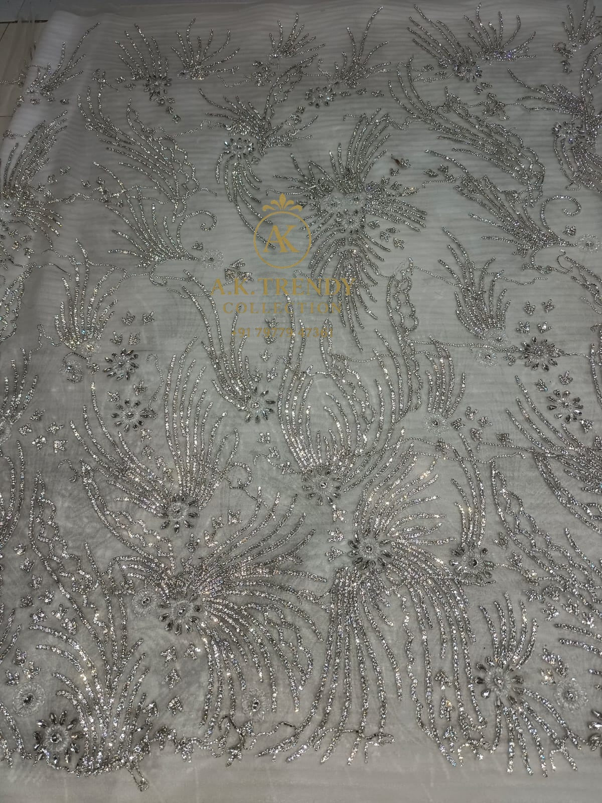 Luxury Lace Fabric With Fringes Work