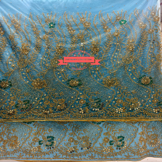 High Quality Heavily Beaded George Wrapper Fabric