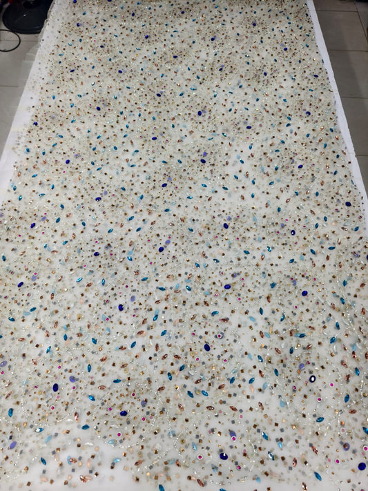 Heavily Designer Net Lace Fabric