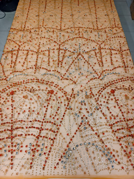 Heavily Designer Net Lace Fabric