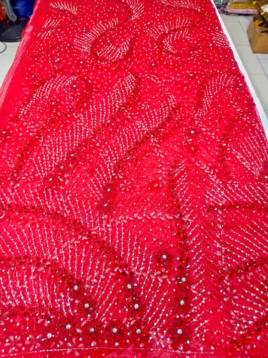 Heavily Designer Net Lace Fabric