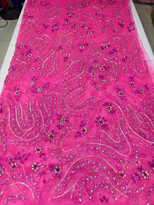 Heavily Designer Net Lace Fabric