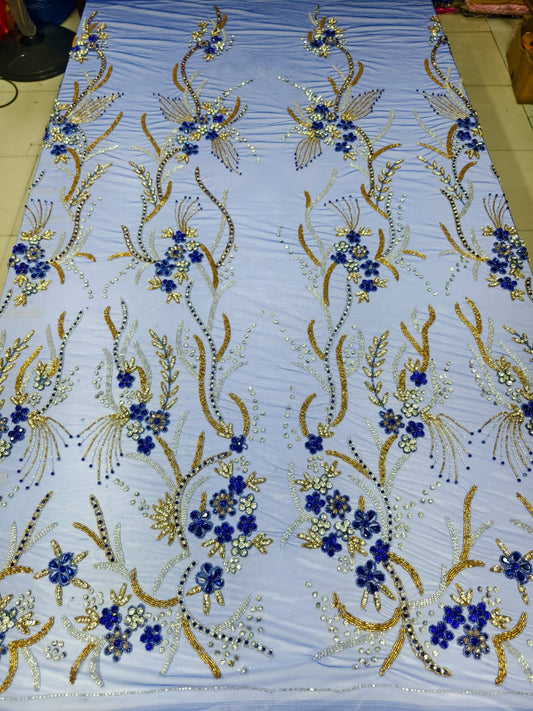 Heavily Designer Net Lace Fabric
