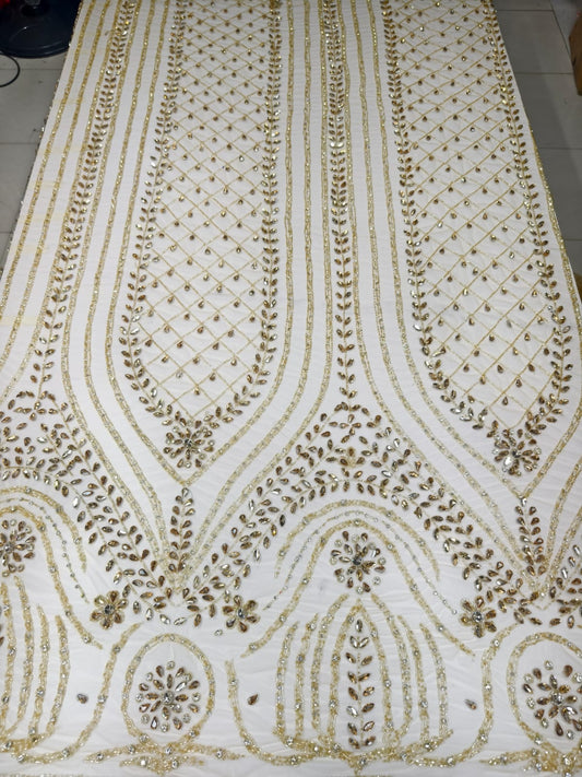 Heavily Designer Net Lace Fabric