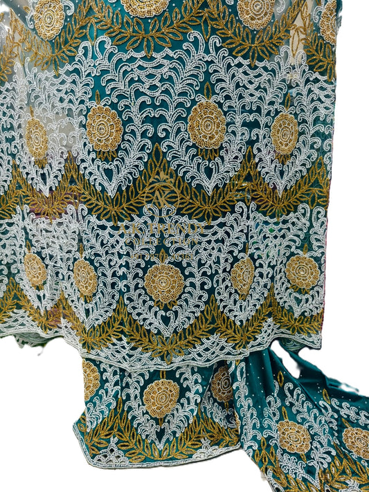 Fist Lady Heavily Beaded Designer George Wrapper Fabric