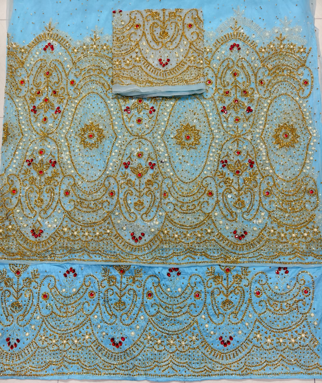 Heavily Beaded Designer George Wrapper Fabric