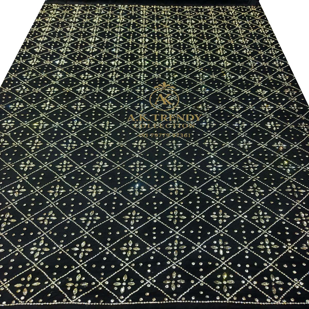 High Quality Designer Rhinestone Lace Fabric