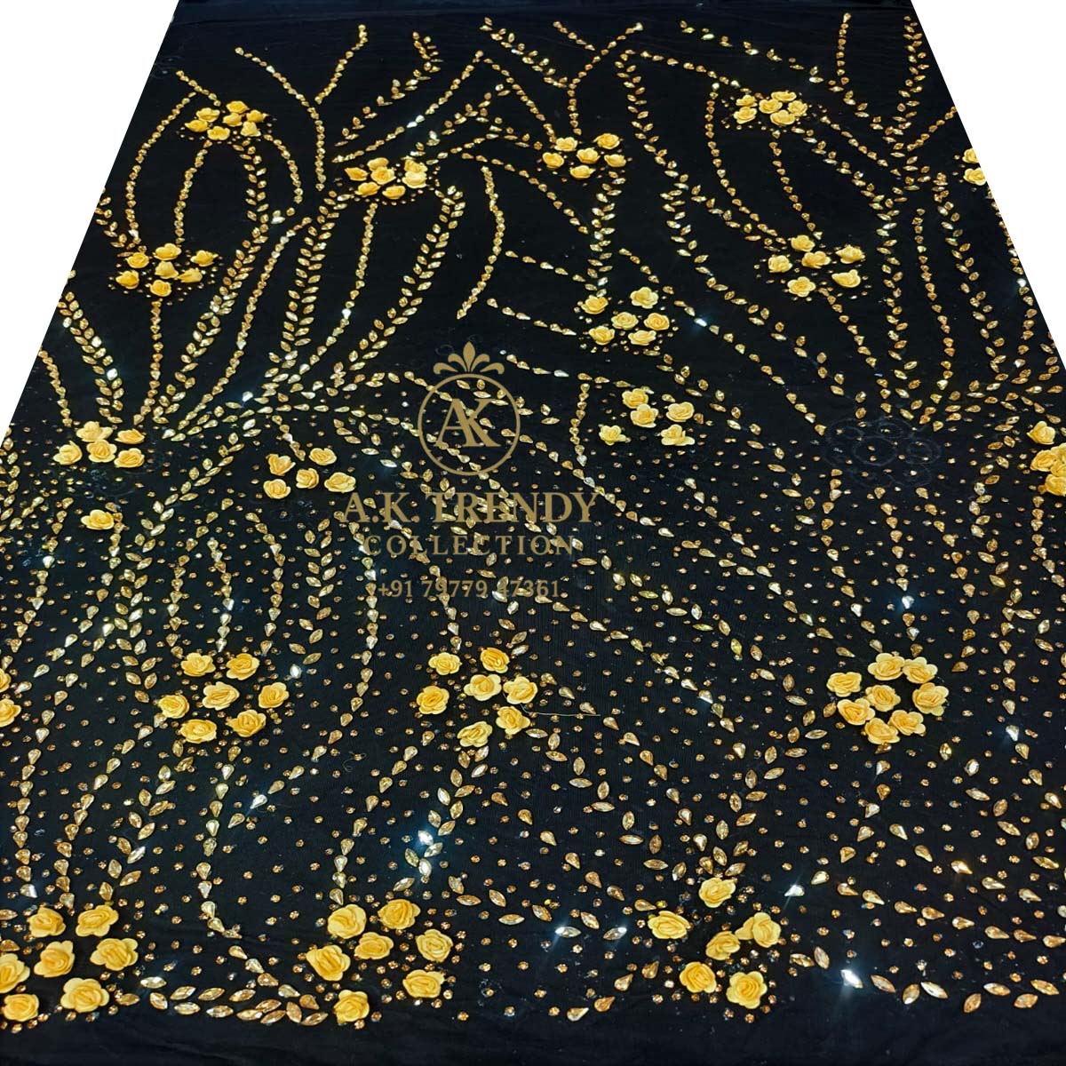 High Quality Designer Rhinestone Lace Fabric