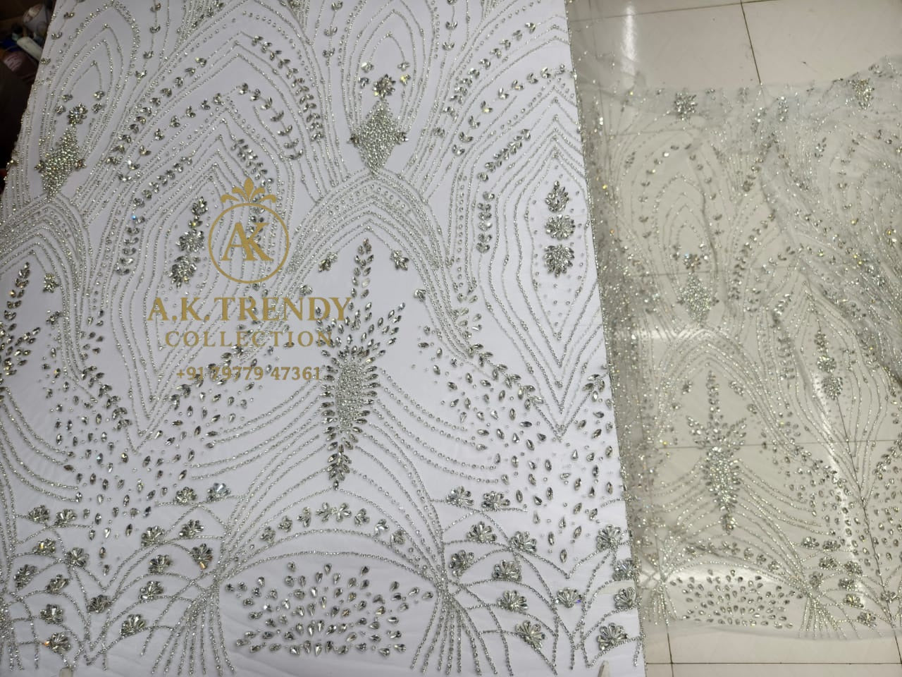 High Quality Designer Rhinestone Lace Fabric