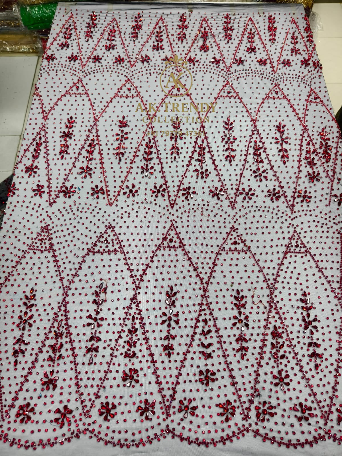 Luxury Designer Lace Fabric rhinestone Fabric