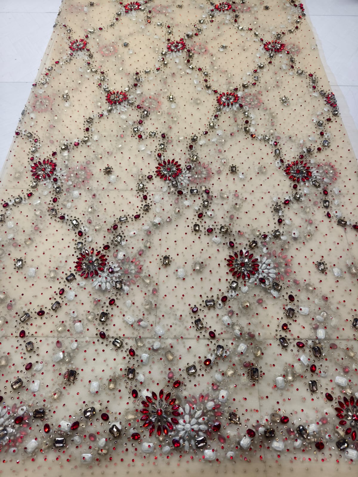 Heavily Designer Net Lace Fabric