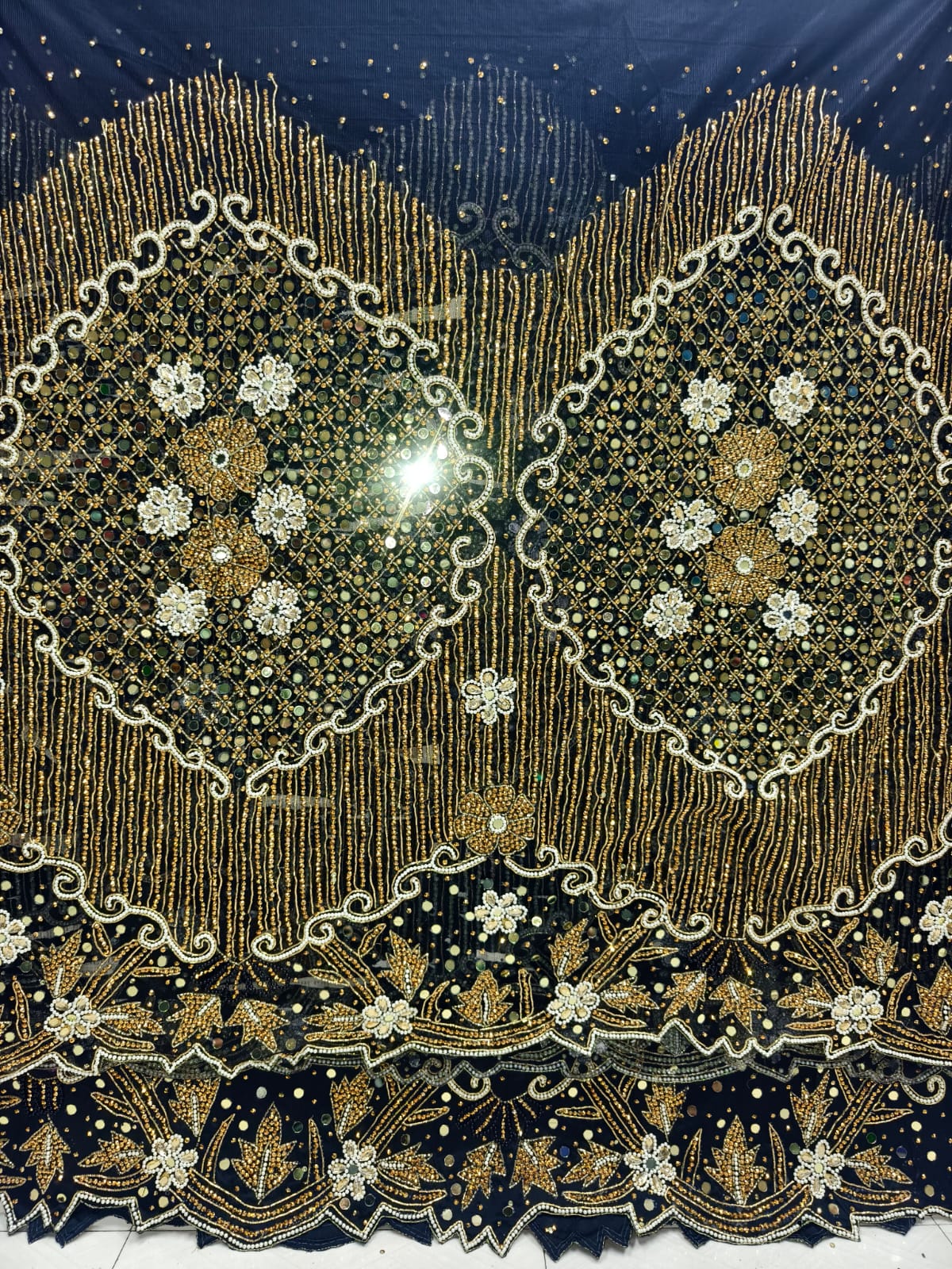 High Quality Heavily Beaded George Wrapper Fabric