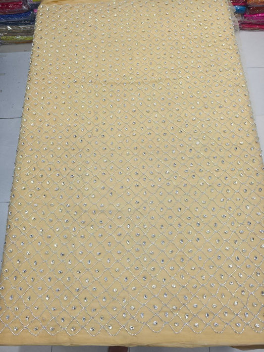 Luxury Handmade Heavy Beaded Embroidery lace Fabric Tulle Mesh Fabric