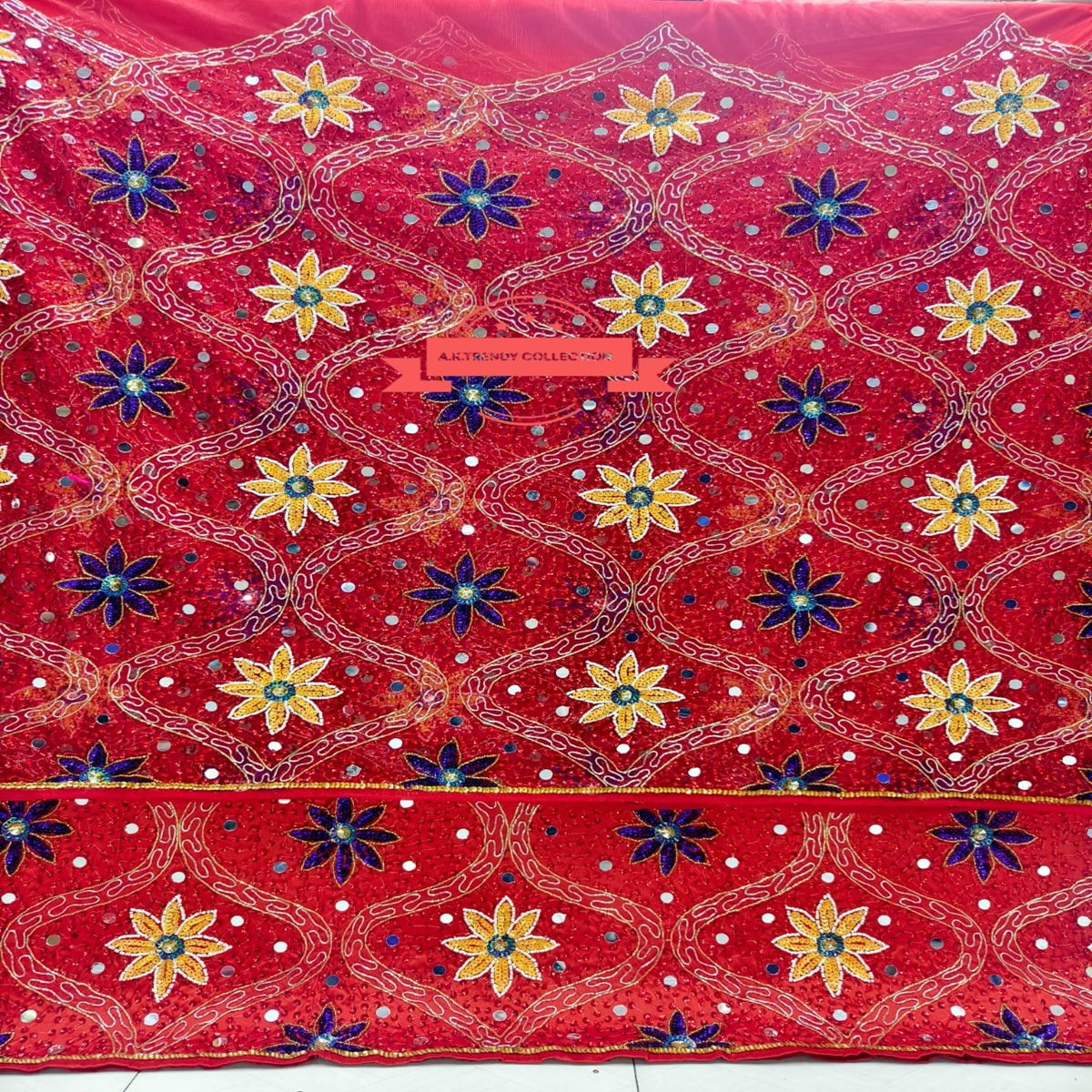 Heavily Beaded George Wrapper Fabric