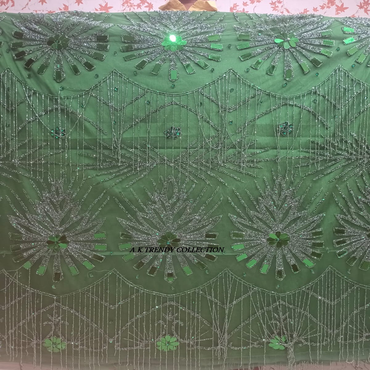 Luxury Handmade Heavy Beaded Embroidery lace Fabric Tulle Mesh Fabric
