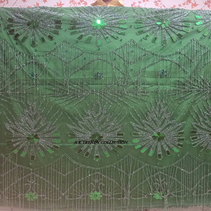 Luxury Handmade Heavy Beaded Embroidery lace Fabric Tulle Mesh Fabric