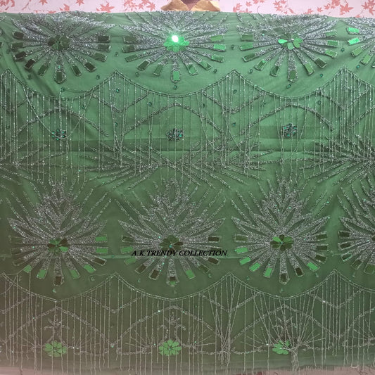 Luxury Handmade Heavy Beaded Embroidery lace Fabric Tulle Mesh Fabric