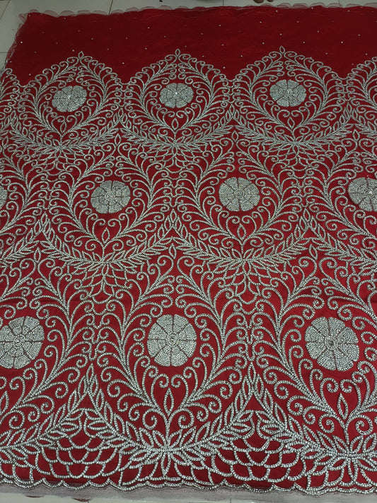 High Quality Designer Rhinestone Lace Fabric