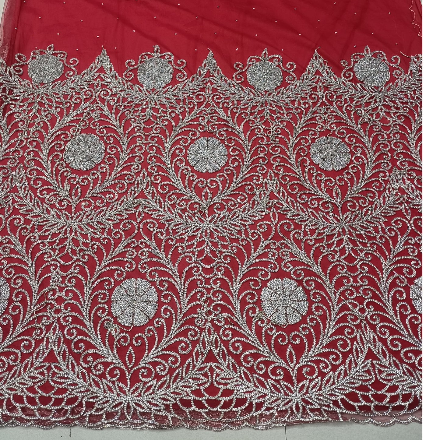 High Quality Designer Rhinestone Lace Fabric