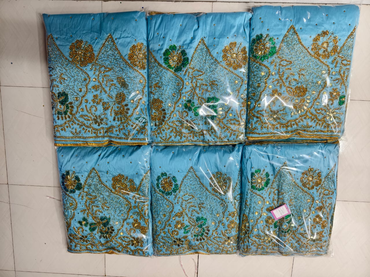 High Quality Heavily Beaded George Wrapper Fabric
