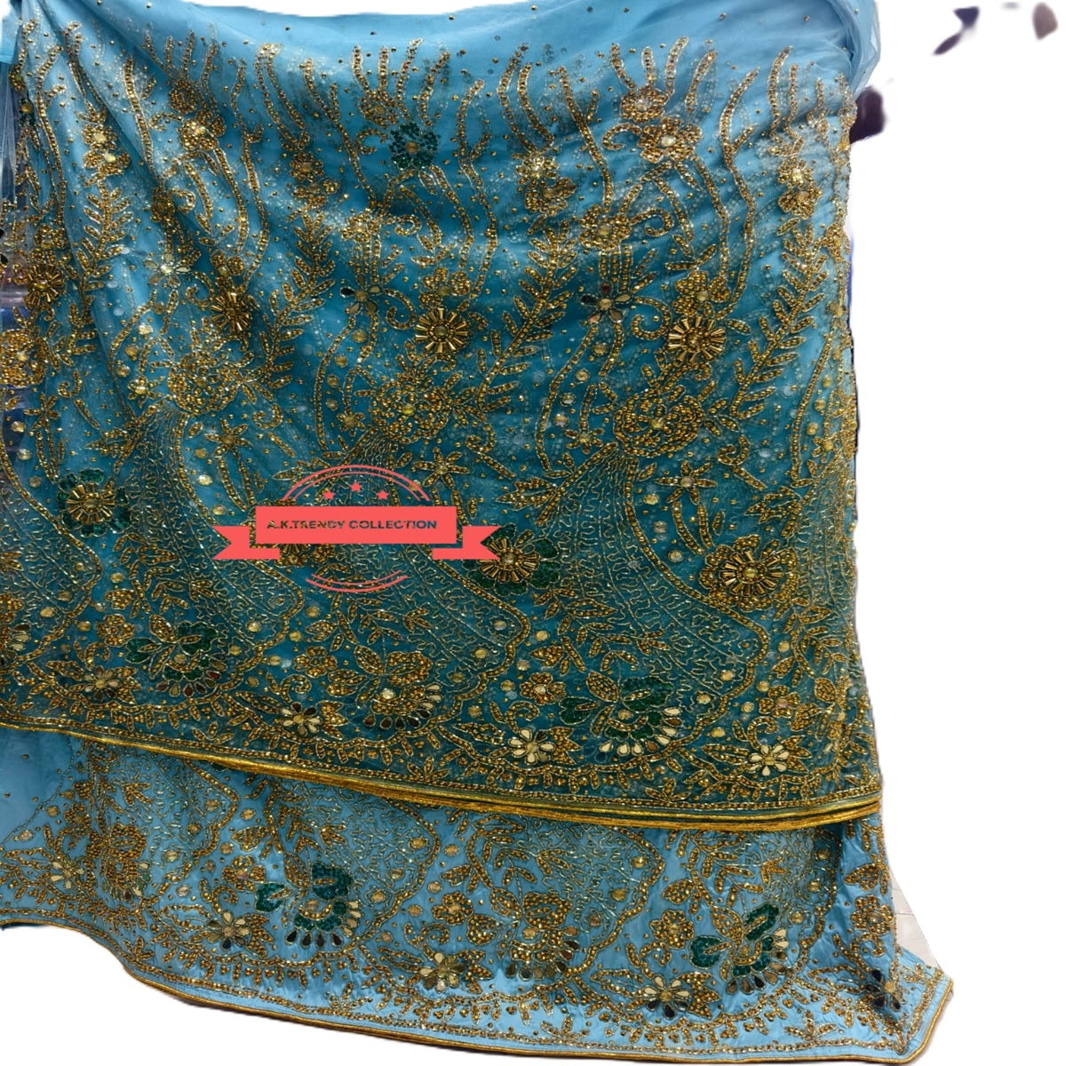High Quality Heavily Beaded George Wrapper Fabric
