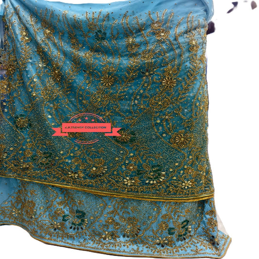 High Quality Heavily Beaded George Wrapper Fabric