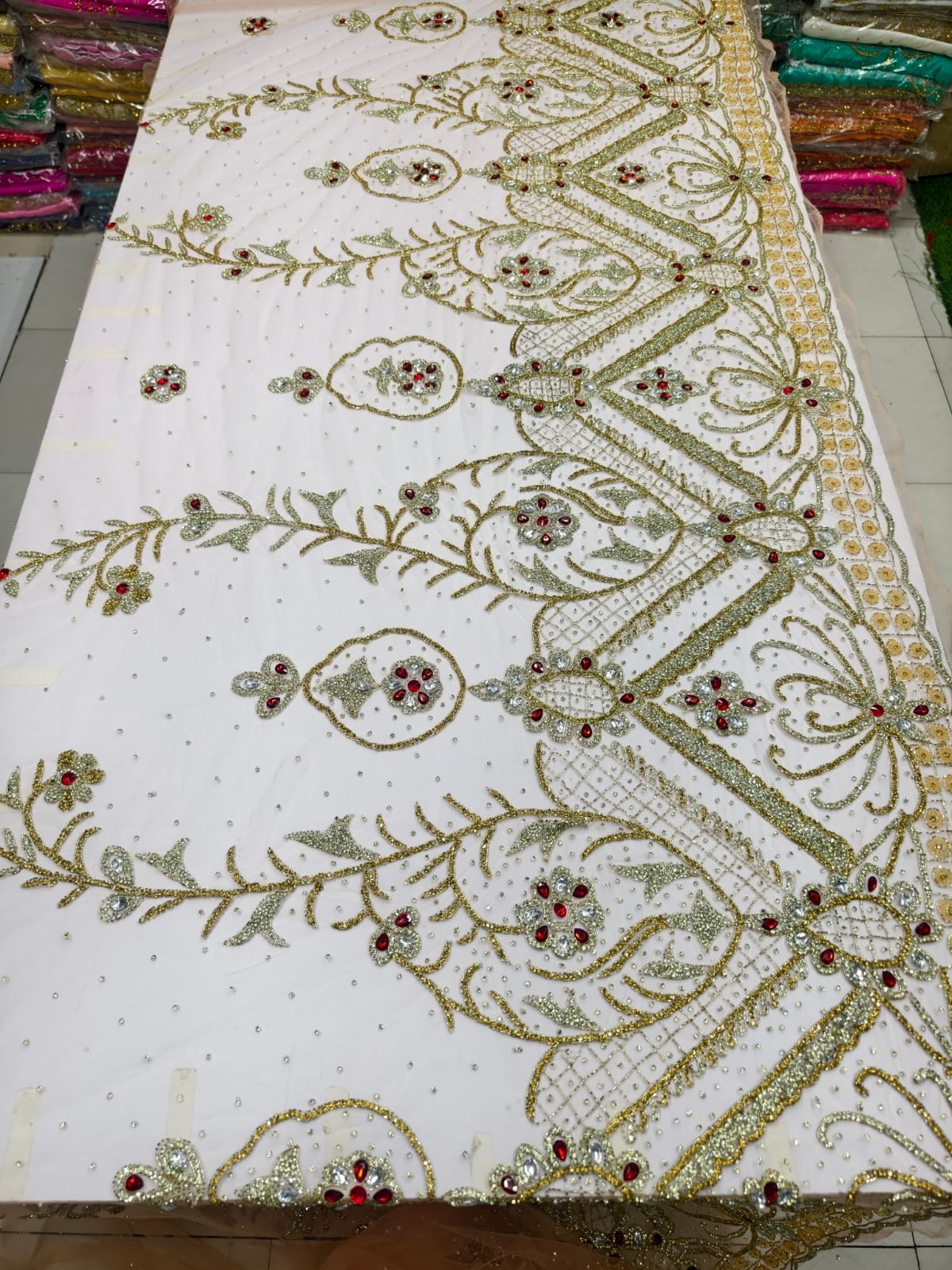 Heavily Designer Net Lace Fabric