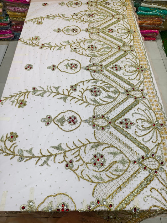 Heavily Designer Net Lace Fabric