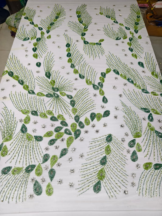 Heavily Designer Net Lace Fabric