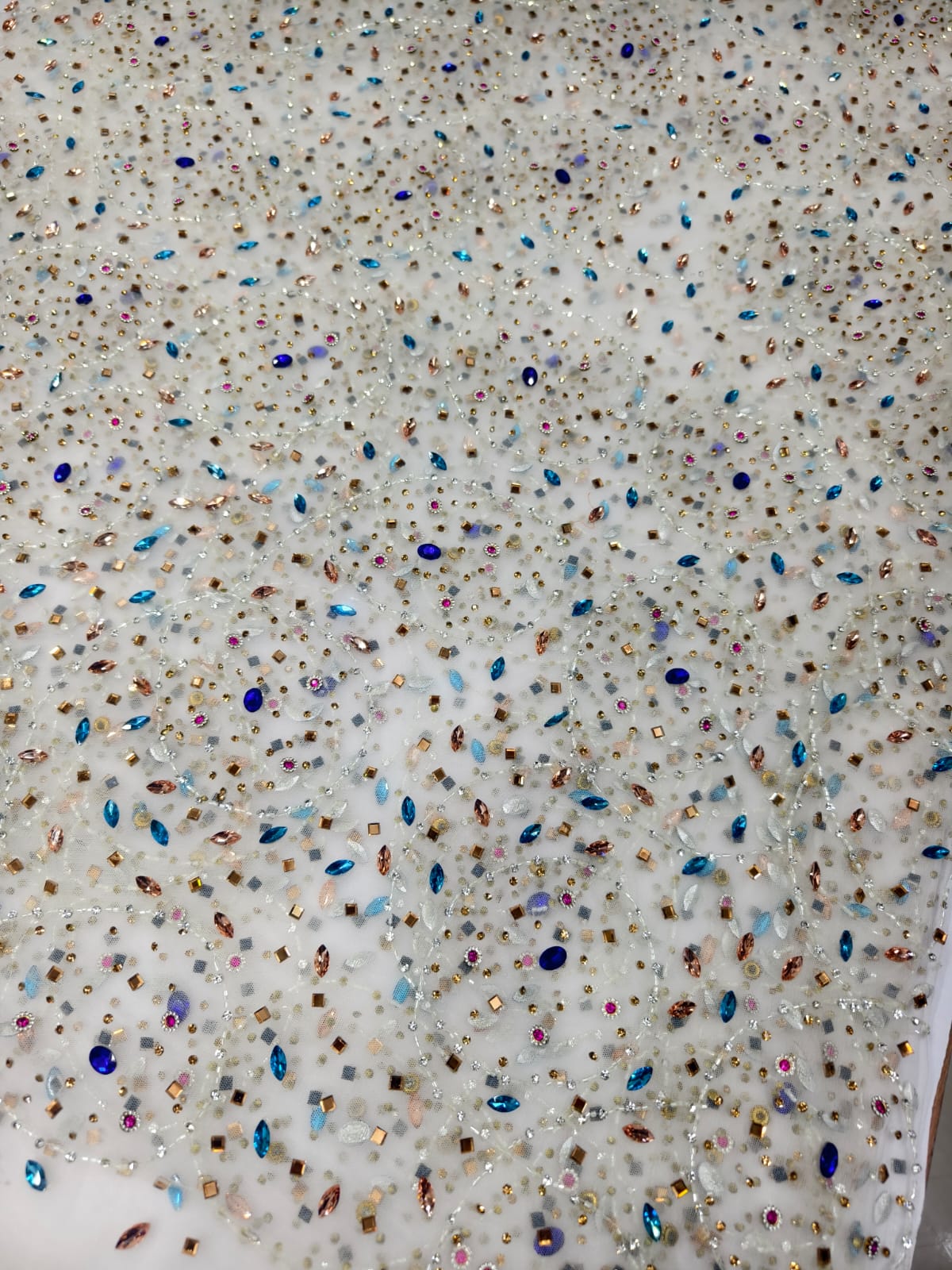 Heavily Designer Net Lace Fabric