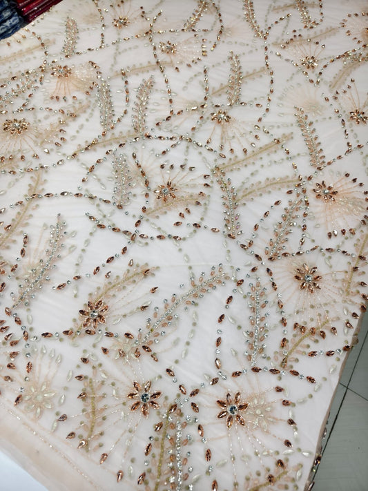 Heavily Designer Net Lace Fabric