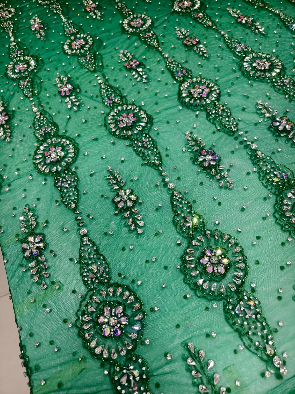 Heavily Designer Net Lace Fabric