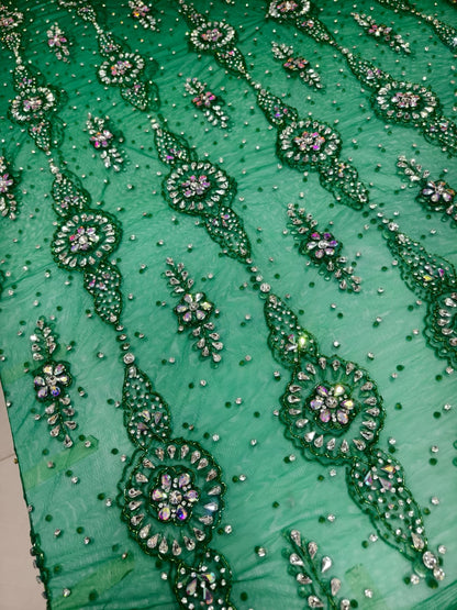 Heavily Designer Net Lace Fabric