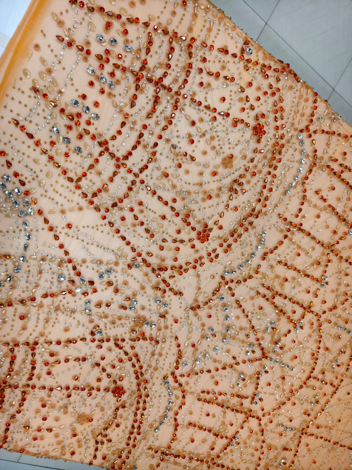 Heavily Designer Net Lace Fabric