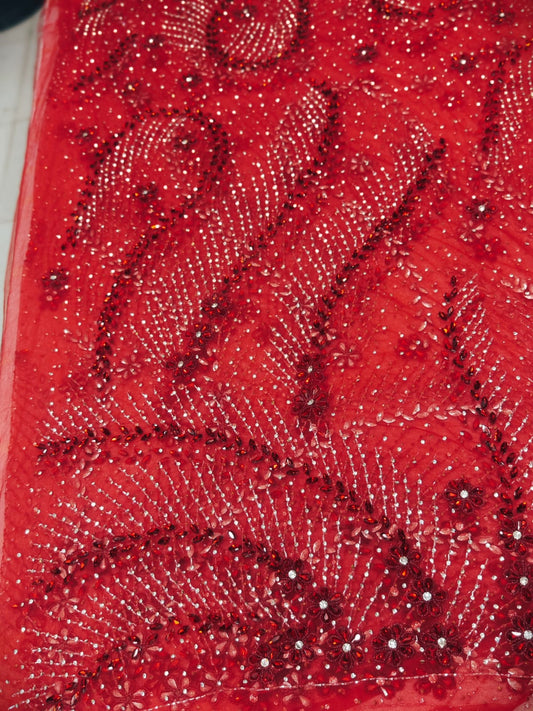 Heavily Designer Net Lace Fabric