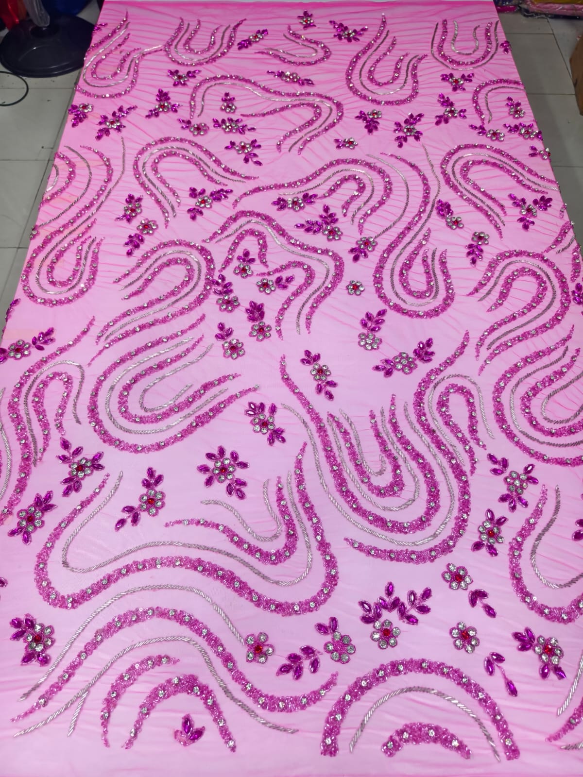 Heavily Designer Net Lace Fabric