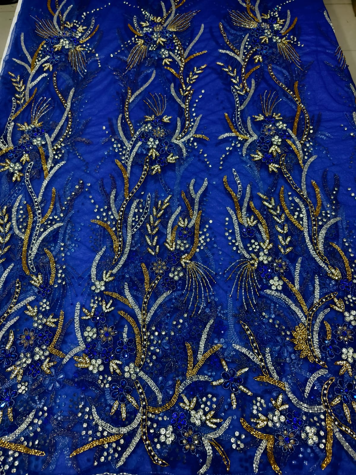 Heavily Designer Net Lace Fabric