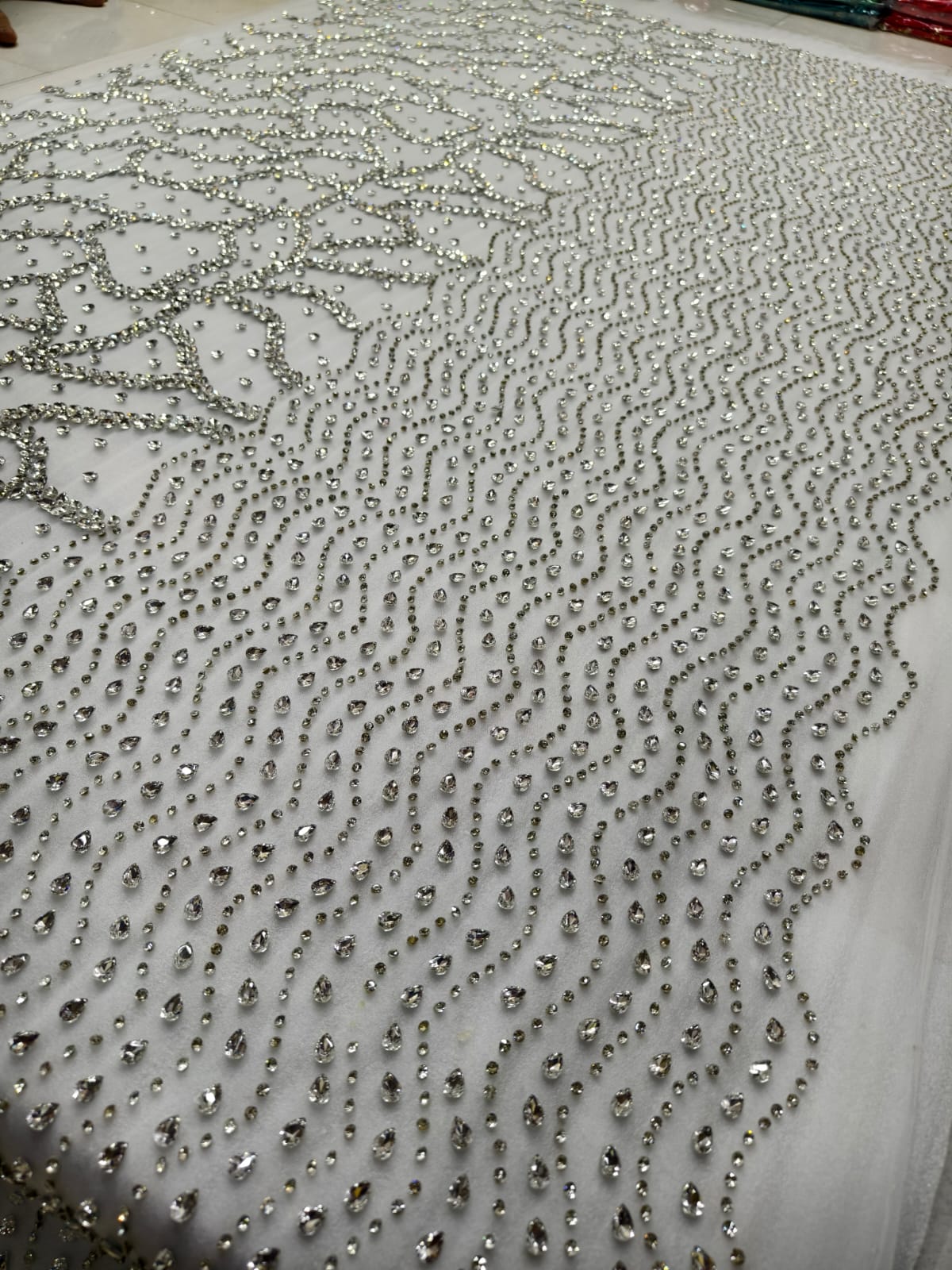 Rhinestone Lace Fabric