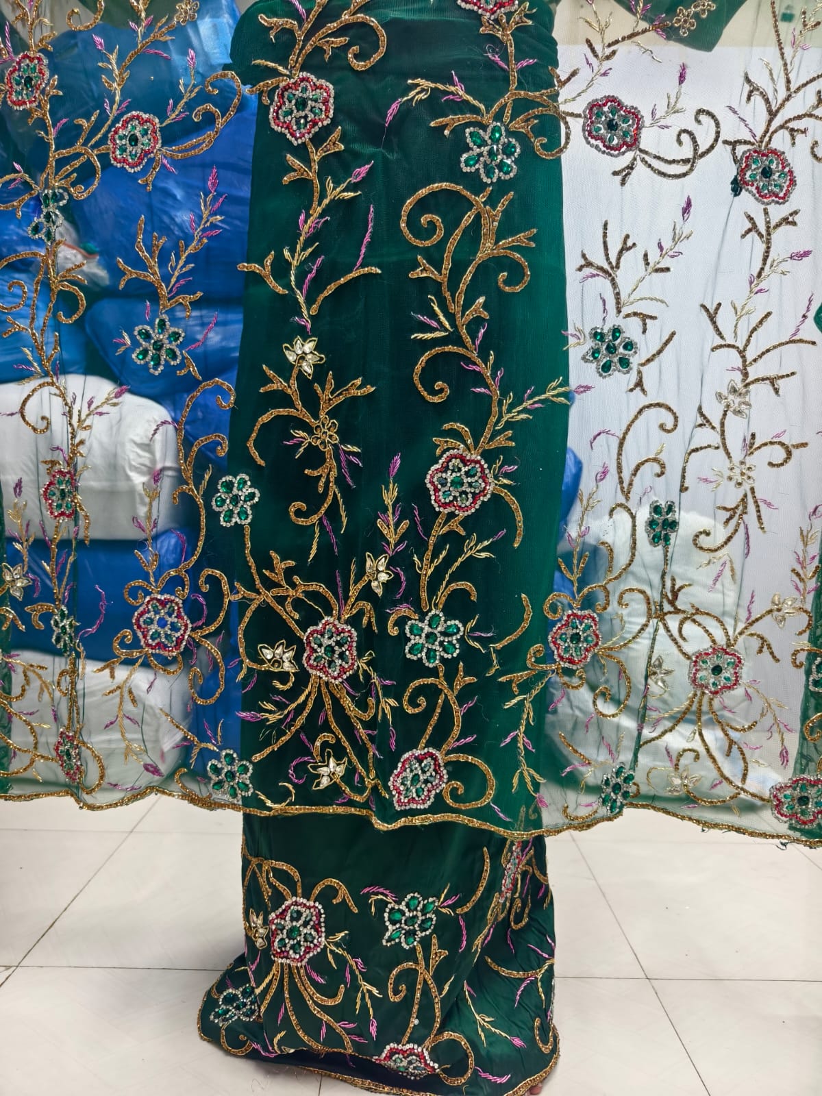 Heavily beaded Designer George Wrapper Fabric