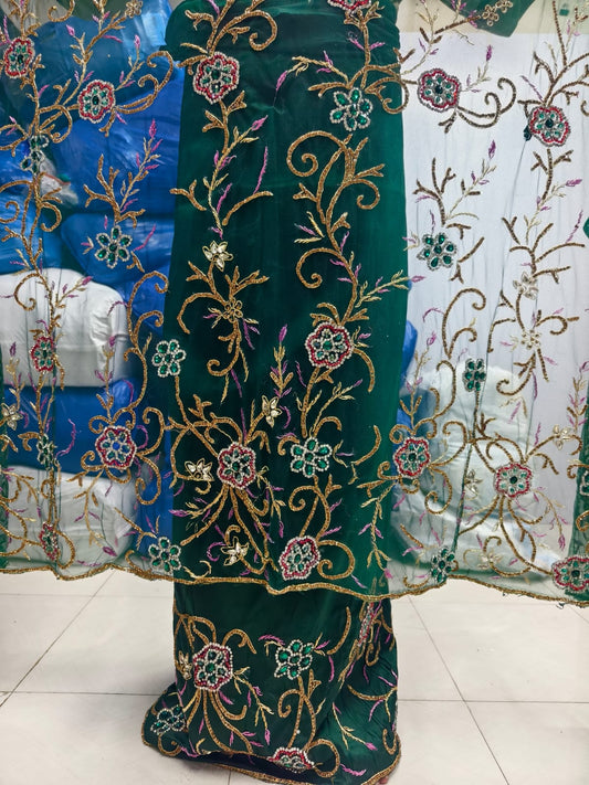 Heavily beaded Designer George Wrapper Fabric