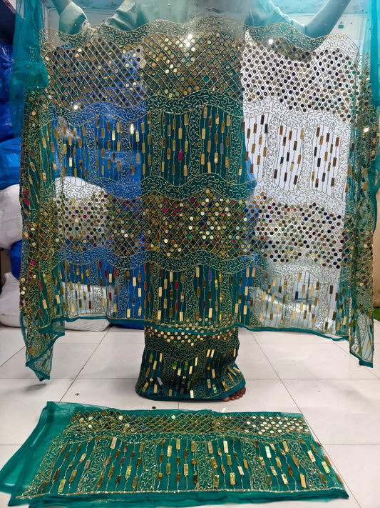Heavily beaded Designer George Wrapper Fabric