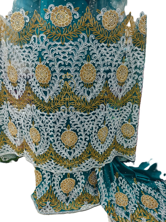 Fist Lady Heavily Beaded Designer George Wrapper Fabric