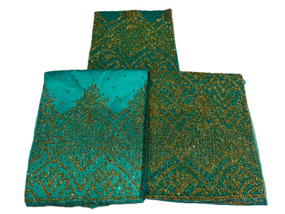 Heavily Beaded Designer George Wrapper set