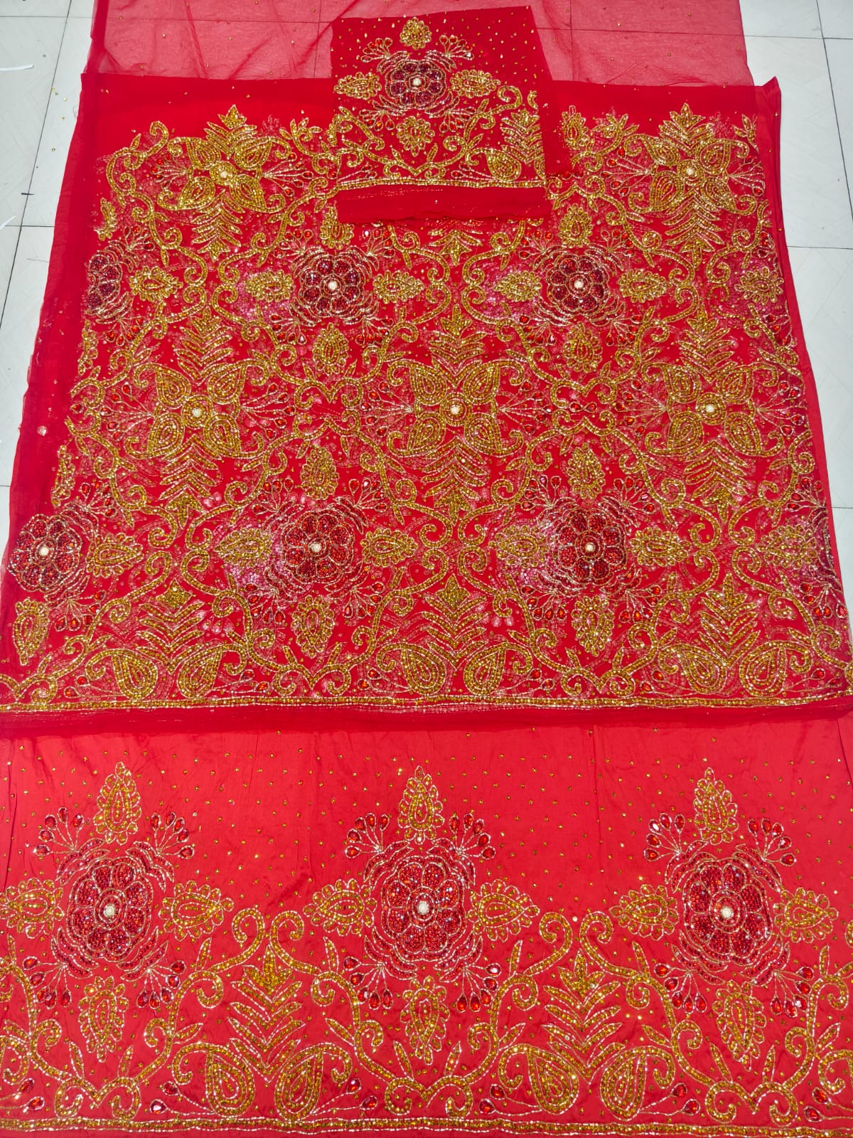 Heavily Beaded Designer George Wrapper Fabric
