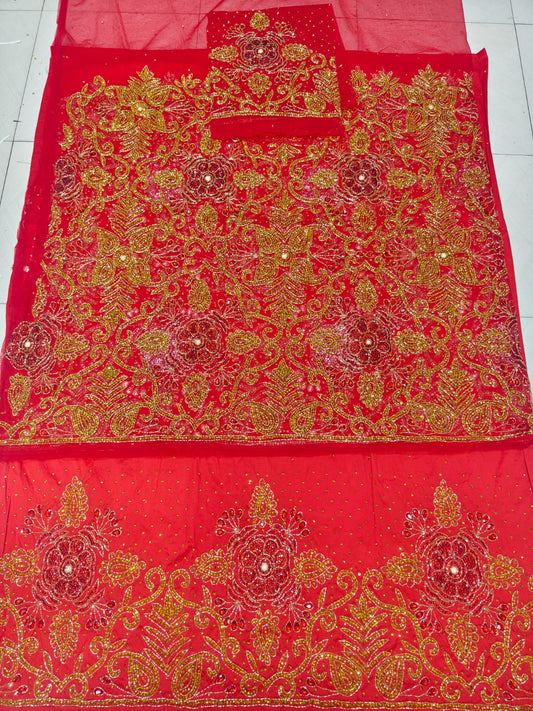 Heavily Beaded Designer George Wrapper Fabric