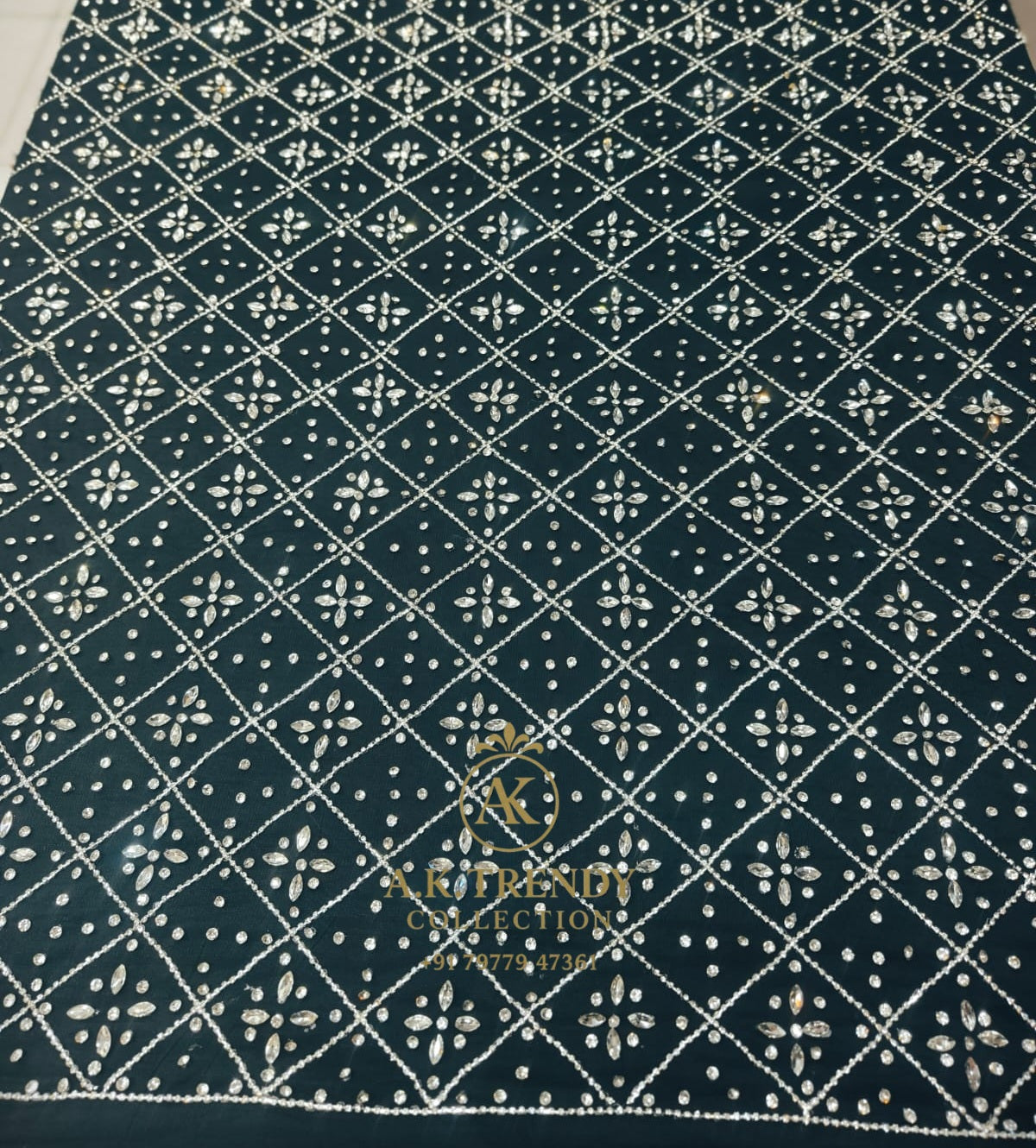 High Quality Designer Rhinestone Lace Fabric