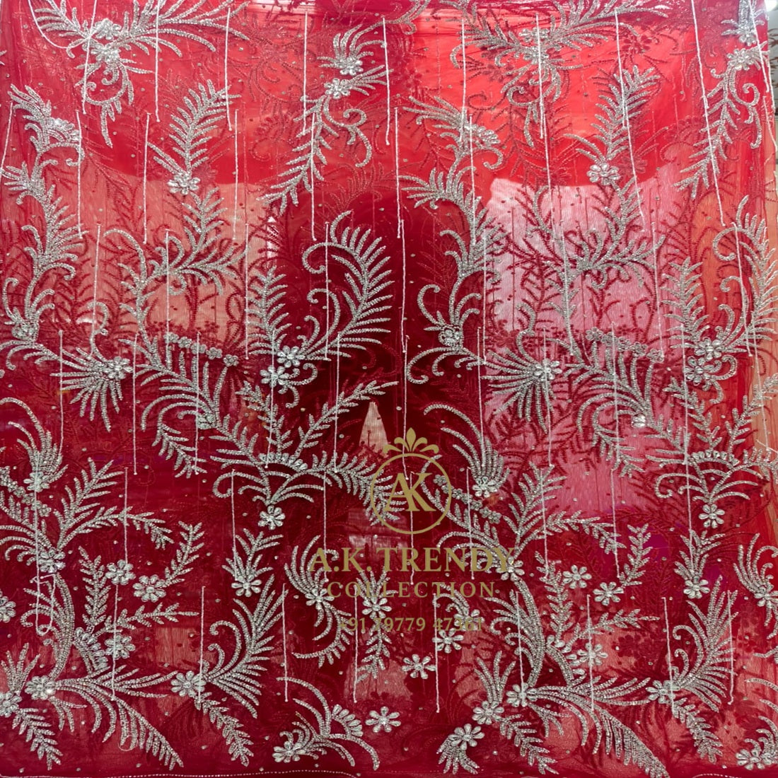 High Quality Designer Rhinestone Lace Fabric Fith Fringes Work