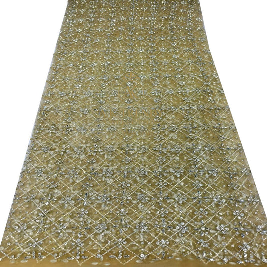 High Quality Designer Rhinestone Lace Fabric