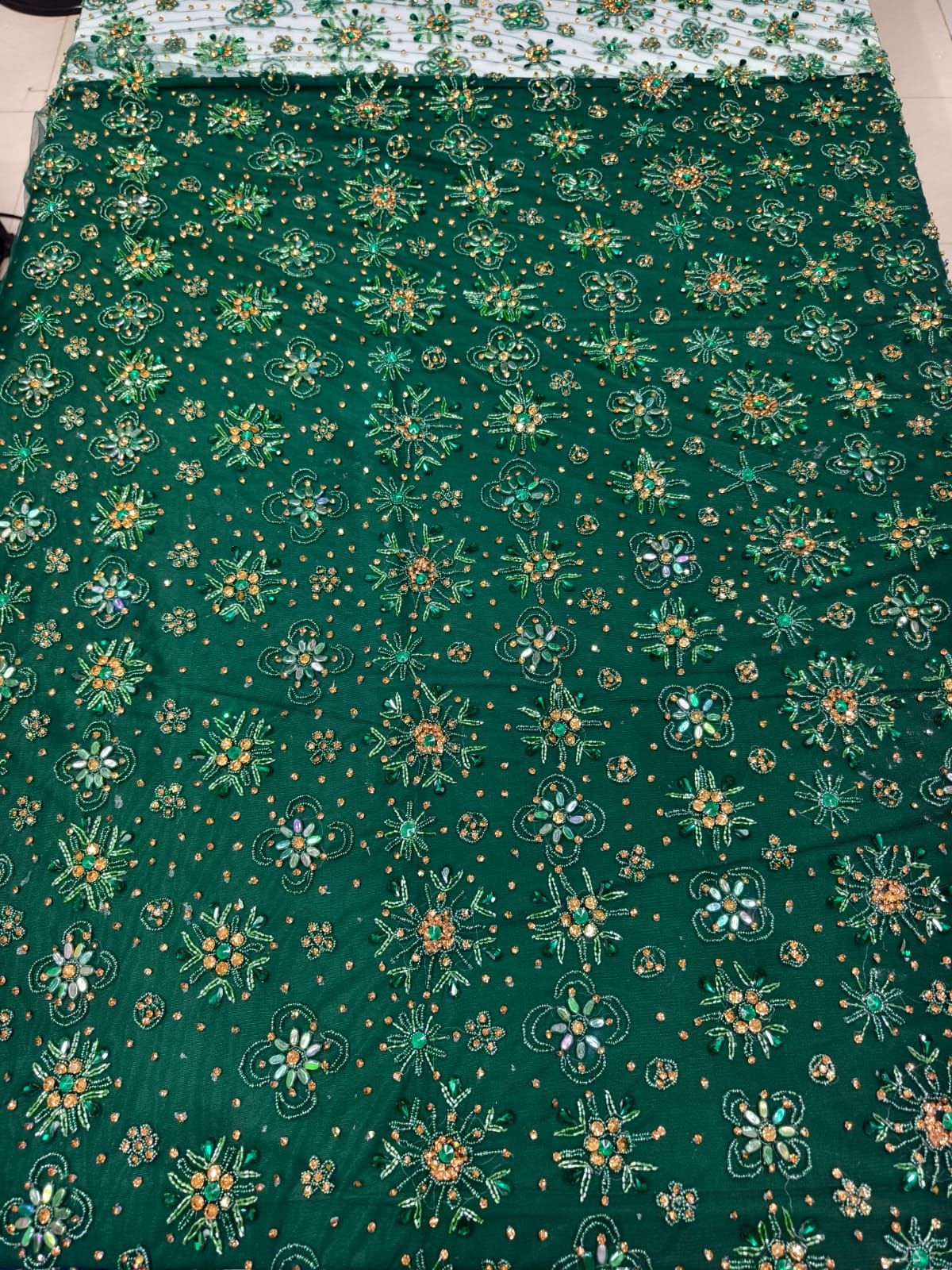 High Quality Designer Rhinestone Lace Fabric