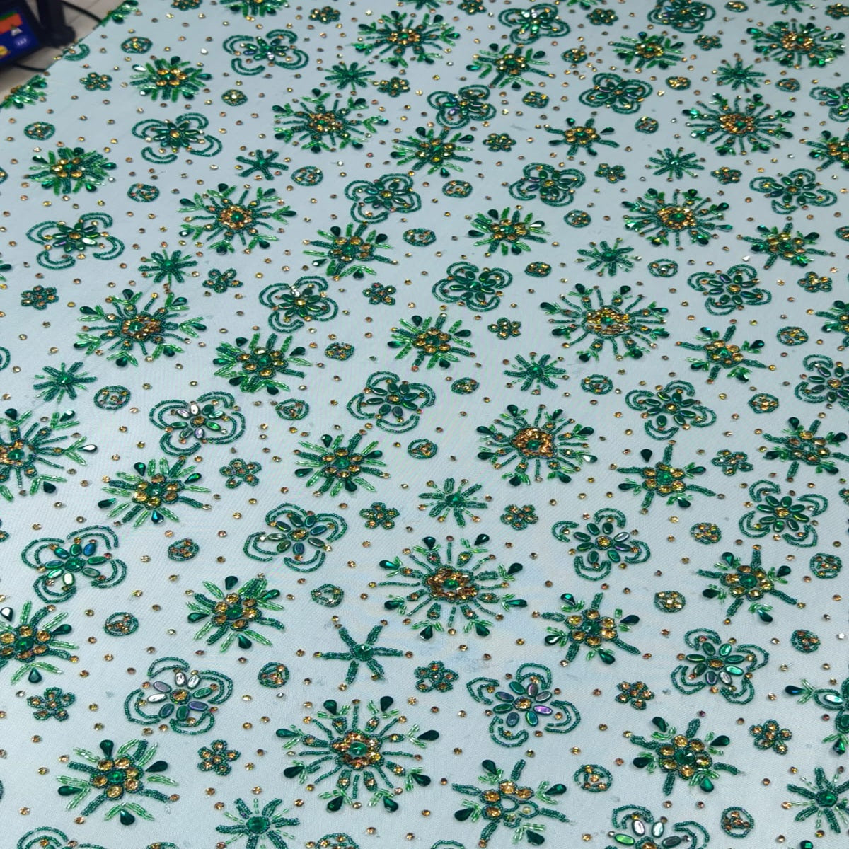 High Quality Designer Rhinestone Lace Fabric